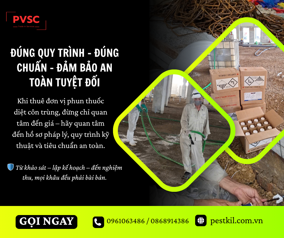 Đảm bảo đúng quy trình và hồ sơ khi thuê đơn vị phun thuốc diệt côn trùng