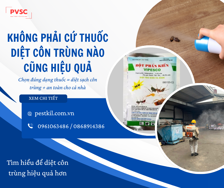 Sự khác biệt giữa thuốc diệt côn trùng dạng xịt, dạng bột và dạng dung dịch